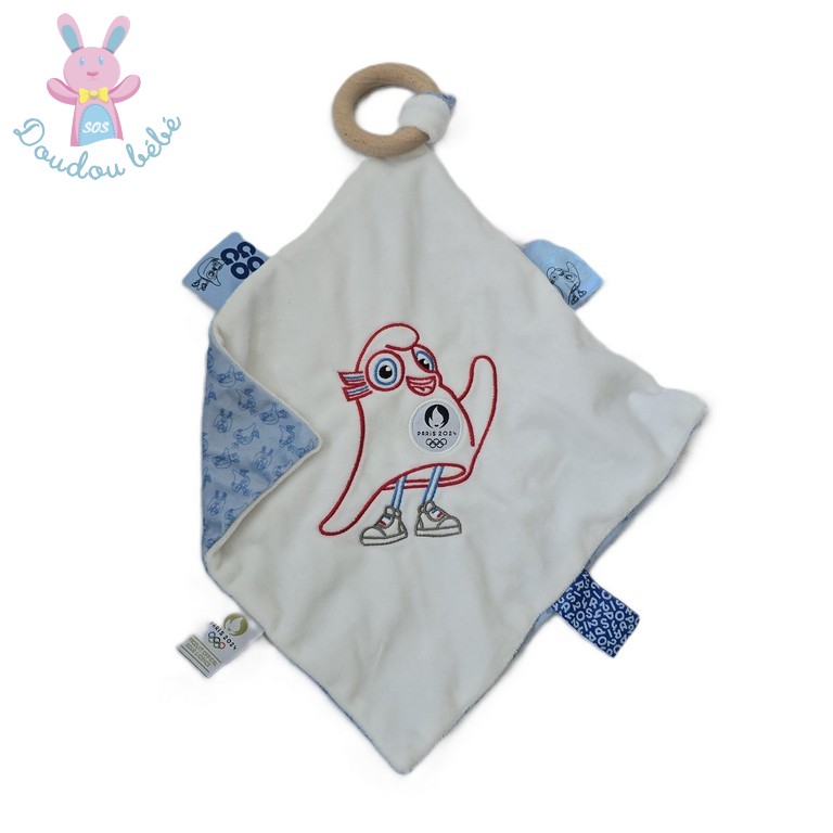 Doudou plat bleu blanc rouge anneau Paris 2024 DOUDOU ET COMPAGNIE
