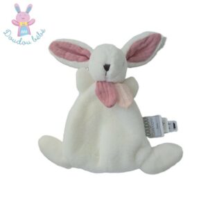 Doudou plat Lapin Happy Boho rose blanc DOUDOU ET COMPAGNIE