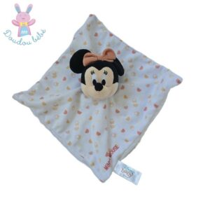 Doudou plat Minnie Mouse blanc noir saumon orange nœud DISNEY