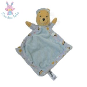 Doudou plat Winnie l&rsquo;ourson bleu mauve arc en ciel DISNEY