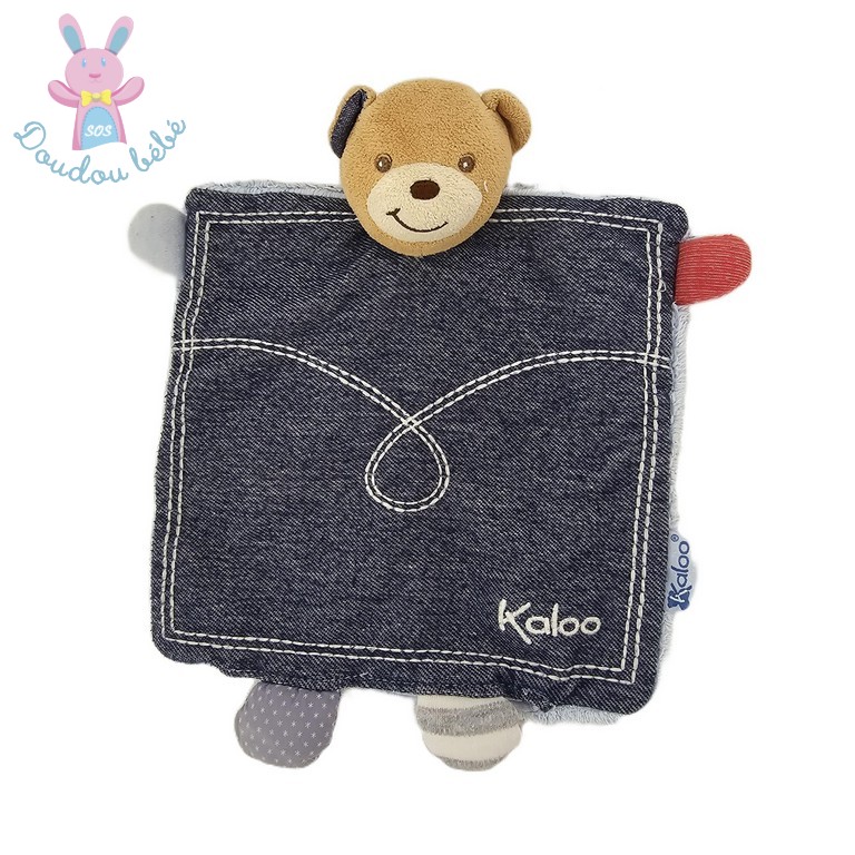 Doudou marionnette Ours bleu jean Blue Denim KALOO