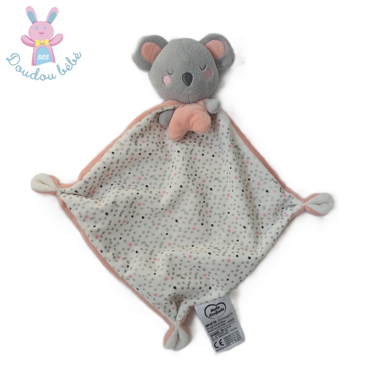 Doudou Souris gris rose blanc avec cape MOTS D'ENFANTS