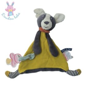 Doudou plat Chien jaune gris Puce & Pilou MOULIN ROTY