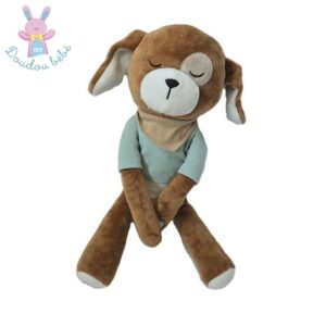 Doudou Chien cocard marron blanc T-shirt bleu OBAIBI