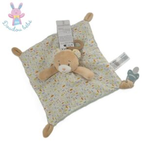 Doudou plat Ours beige vert feuilles IN EXTENSO