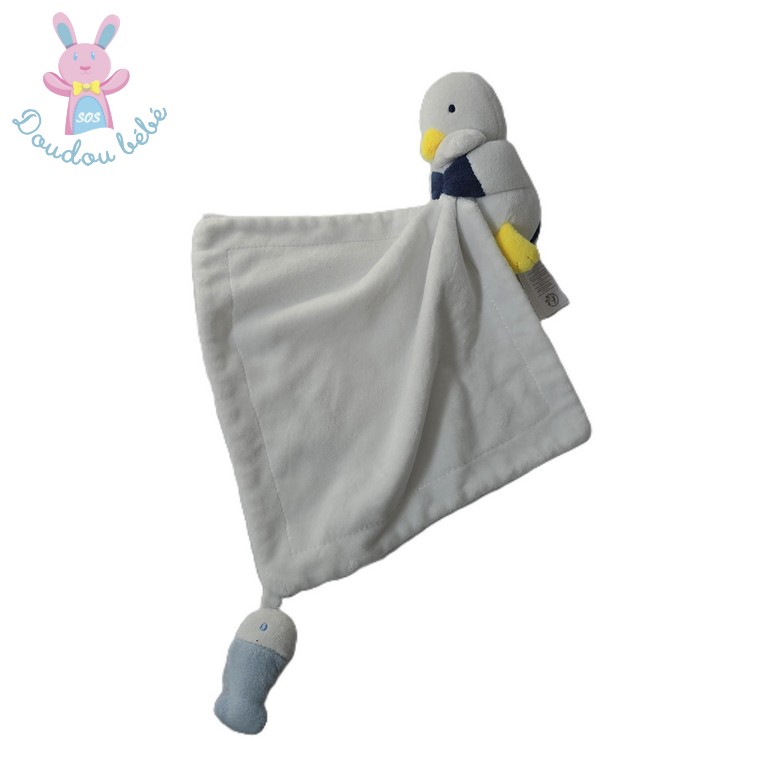 Doudou Mouette Oiseau blanc marine mouchoir poisson JACADI