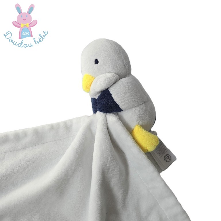 Doudou Mouette Oiseau blanc marine mouchoir poisson JACADI