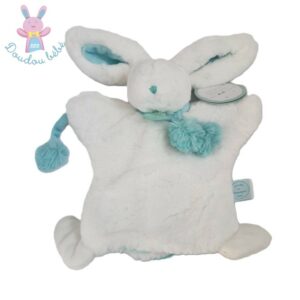 Lapin marionnette Pompon blanc et bleu DOUDOU ET COMPAGNIE