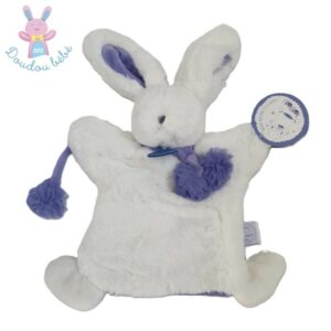 Lapin marionnette Pompon blanc et mauve DOUDOU ET COMPAGNIE