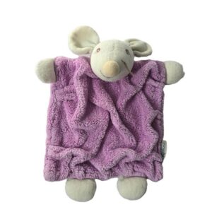 Doudou plat Souris plume beige polaire rose mauve KALOO