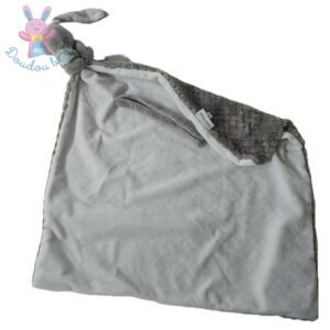 Doudou Lapin Lapidou couverture blanc gris gaufré NATTOU