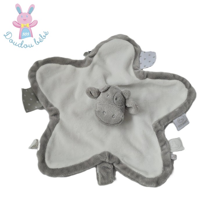 Doudou plat Vache lola gris blanc étoiles NOUKIE’S